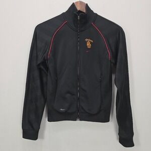 Nike Team Issued USC Trojans Dri Fit Full Zip‎ Jacket S Black Red Athletic